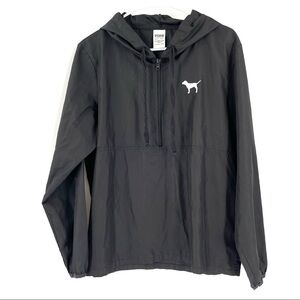 Victoria’s Secret PINK Black Quarter Zip Pullover Windbreaker Jacket